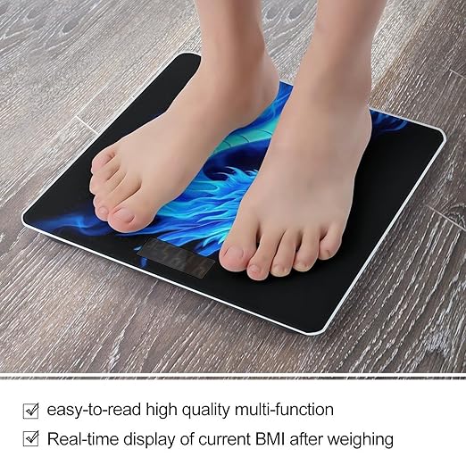 Automatic Switch Digital Bathroom Weighing Scale Smart Scale for Body Weight Blue Fire Flame Dragon