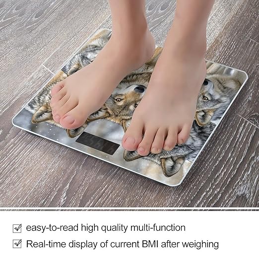 Different Colored Wolves Scale for Body Weight Digital Bathroom Scale Toughened Glass High Precision Scales for Body Weight with Large LCD Backlight Display Weight Scales