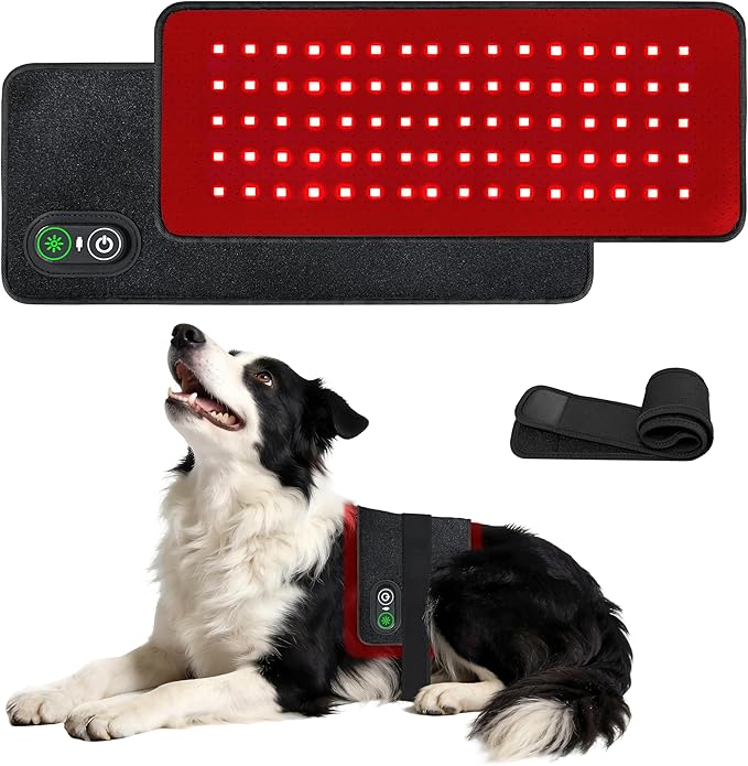 Pets Red Light Therapy Belt LED Infrared Light Therapy for Dogs and Cats with 80 LEDs 660nm and 850nm RedWearable Device for Pain Relief