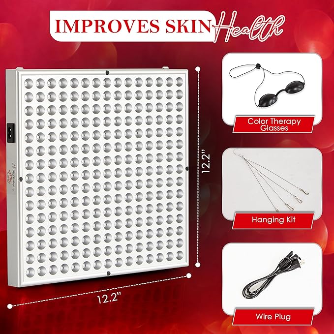LED Red Light Therapy Panel for Face &amp Body - 45W Device with Deep 660nm &amp Near Infrared 850nm &amp Adjustable Hanger Skin Care Beauty Hair Growth Natural Pain Relief for Muscle &amp Join