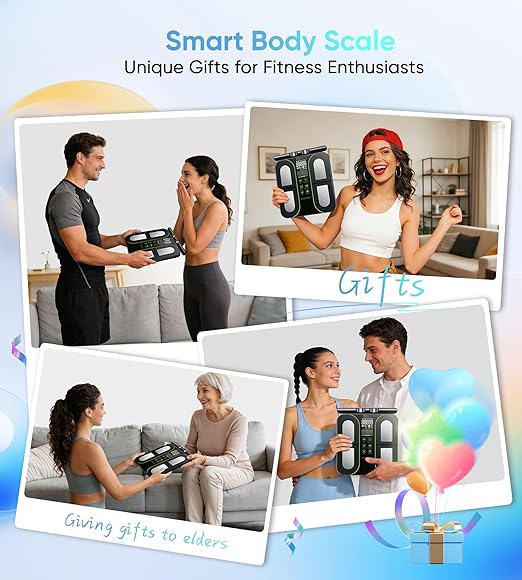 Digital Scales for Body Weight 8-Electrode Smart Bathroom Weight Scale with BMI BMR Body Fat Muscle Mass Body Composition Analysis with VA Color Screen and Retractable Handle 400lbs
