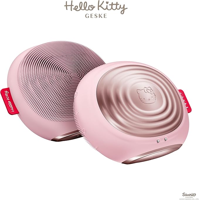 GESKE x Hello Kitty SmartAppGuided Sonic Thermo Facial Brush | 5 in 1 | Skin Cleansing | Cleansing Brush with Thermal Function | Electric Facial Massager