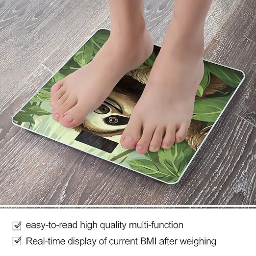 Sloths Background Bathroom Scale for Body Weight Bathroom Weighing Scale with Backlit LCD Display Highly Accurate Measures Weight Up to 180kg