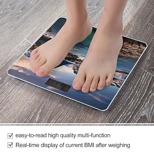 Norway Islands Bathroom Scale for Body Weight Bathroom Weighing Scale with Backlit LCD Display Highly Accurate Measures Weight Up to 180kg