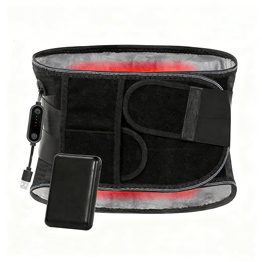 Heated Back Brace with Massage Rechargeable Heating Pad for Back Pain Relief Adjustable Back Support Belt with Heat Therapy and Vibration Massager for Men and Women XL