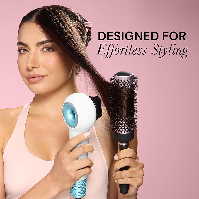 L’Ange Hair Axia HaloRing Ionic Hair Dryer | High Speed Professional Blow Dryer for Smooth Frizz-Free Styles | Lightweight Brushless Motor with Concentrator &amp Wall Mount | 4 Heat Settings | White