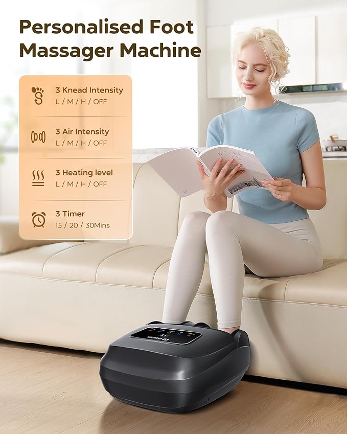 Foot Massager Machine with Heat Shiatsu Foot Massager with Remote 2026 Upgraded Deep Kneading for Plantar Fasciitis Neuropathy Birthday Gifts for Women Mom Men Dad Up to Foot Size 14