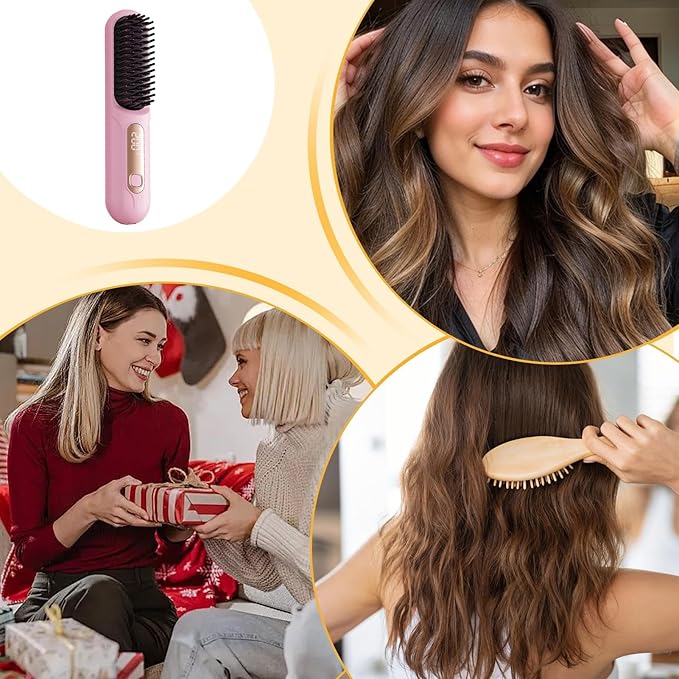 Cordless Hair Straightener – 3 Temps LED Portable Styling Tool Pink Purple 18.5x4cm ABS Cermet Build 2600mAh 220V | Travel Salon Women Girls Party Business Outdoor Curling Accessory