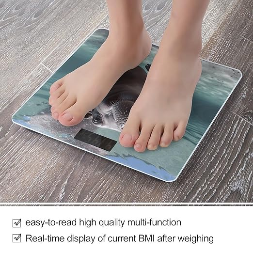 Diving Hippo Scale for Body Weight Highly Accurate Digital Bathroom Scale Sturdy Tempered Glass Weighing Scales with LCD Display Fashion Body Fat Smart Scales 400lb