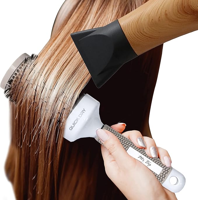 Mr Big Eco Pro Wood Grain Hair Dryer – Innovative Wood Look Design Multiple Speed &amp Heat Settings Cool Shot Button 2 Concentrator Nozzles – Fast Drying Frizz Control