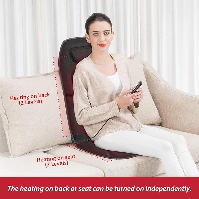 COMFIER Back Neck Massager Bundle Shiatsu Neck and Shoulder Massager with Heat 3D Kneading Massagers for Back and Neck 10 Vibration Motors Seat Warmer Massage Chair Pad for Back Ideal Gifts for Wome