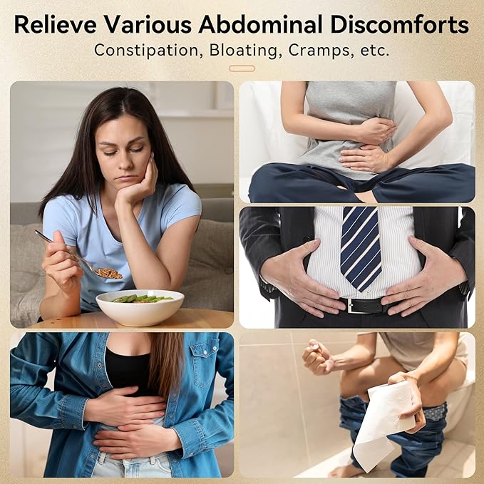 Bian-Stone Abdominal Massager with Heat - Dual Disc Electric Belly Fat Machine for Period Pain &amp Bloating Relief Stomach Massager to Aid Digestion &amp Gas Constipation Comfort