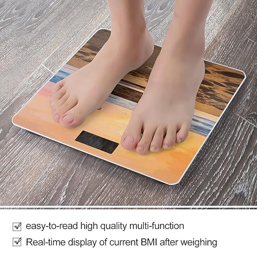 Beach Bench Weight ScaleClear LED Display Bathroom Digital Weighing ScaleTempered Glass Digital Bathroom Scale for Body Weight Capacity Up to 400 Lbs