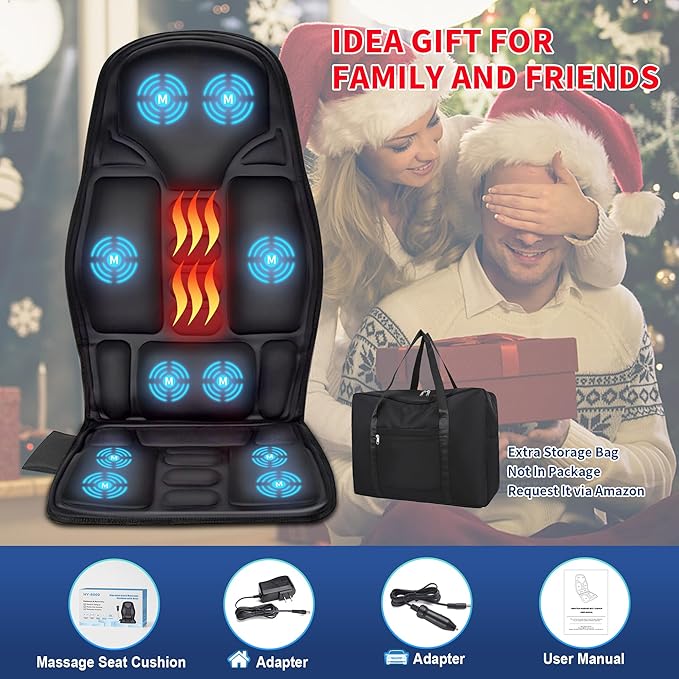 Sotion Seat Massager Vibrating Back Massager for Chair Massage Cushion 10 Vibrations to Relieve Stress and Fatigue for Back Shoulder and Thighs