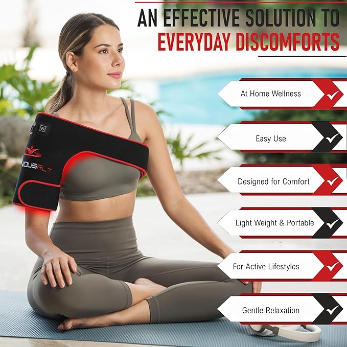 LuminousRLT Red Light Shoulder Wrap – Flexible LED Light Device with Red &amp Near-Infrared LEDs (660nm &amp 850nm) 192 LEDs Auto Shut-Off Adjustable Fit