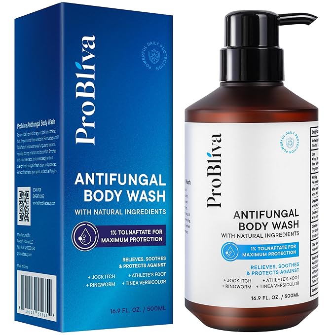 Antifungal Body Wash Treatment Soap – Antibacterial Wash for Jock Itch Ringworm Back Acne Tinea &amp Foot Odor – Medicated Skin Relief Cleanser Gel with Tea Tree Oil &amp Tolnaftate for Men and W