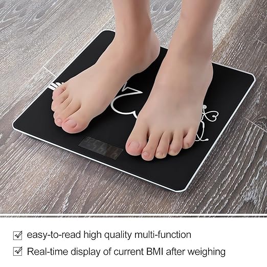 Love Heart Nurse Heartbeat Black and White Smart Square Scale with Digital Display for Bathroom Scale