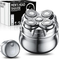 Electric Head Shavers for Bald Men - Rechargeable Waterproof Cordless Rotary Head Silver Battery Powered Men's Grooming Minimalist Style Black