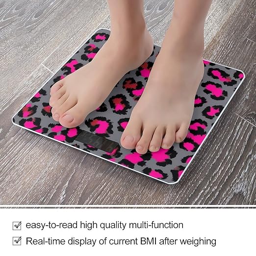 Smart Scale for Body Weight Automatic Switch Digital Bathroom Weighing Scale Luxury Pink Dark Gray Leopard Cheetah Print