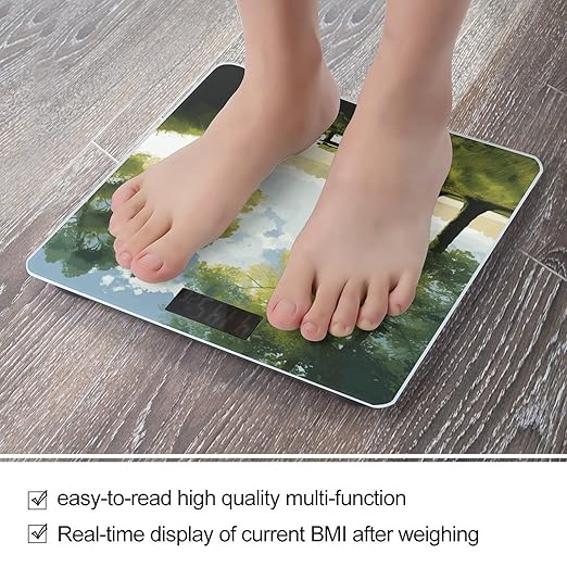 Landscape Trees Smart Scale for Body Weight Accurate Bathroom Scale with LED Display Digital Weight Scales Weighing Machine High Precision Scales for Bath Home