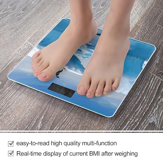 Penguins On The Iceberg Weight Scale Digital Electronic Scales Bathroom Scale Larg LCD Backlight Display High Precisio MeasurementsTempered Glass