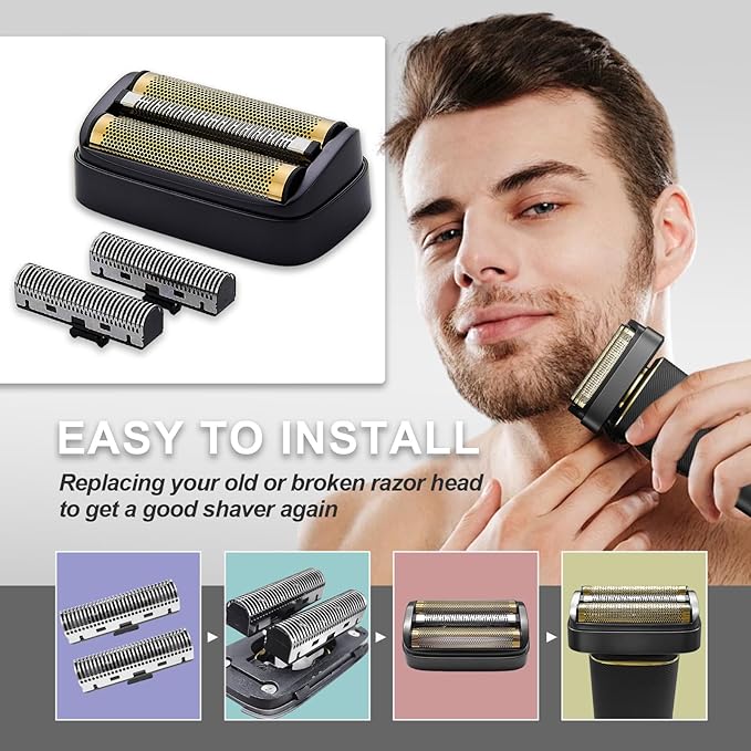 Replacement Foil &amp Inner Cutters Compatible with Andis 17300 reSURGE Electric Shaver Black (2 Pack)