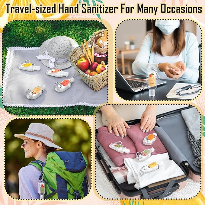 24 Pack Scented Hand Sanitizers Keychain Gift Mini Hand Sanitizer Bulk 1 oz Travel Size Sanitizer Keychain Set Thank You Gift for Teacher Nurse Coworker Graduation Party Favors Treat Goodie Bags