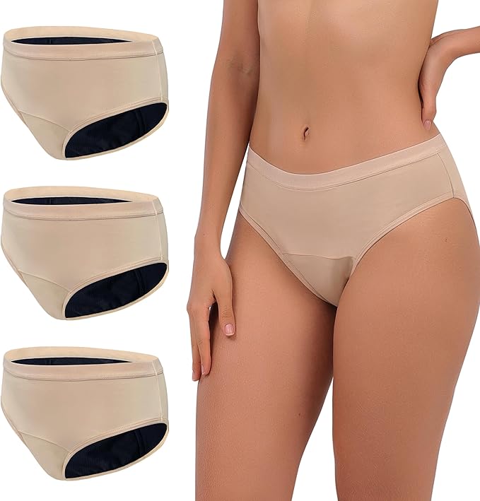 Super Absorbency Incontinence Underwear for Women Mid Rise Overnight Urine Leak Proof Postpartum Panties 3 Pack