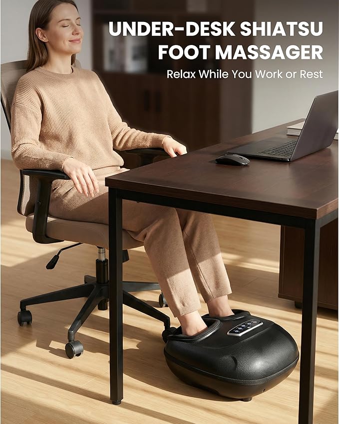 CILI Foot Massager with Heat Shiatsu Foot Massager for Pain Relief &amp Plantar Fasciitis Electric Heated Feet Massager with Kneading Compression &amp Vibration Washable Sleeve FSA Eligible HSA