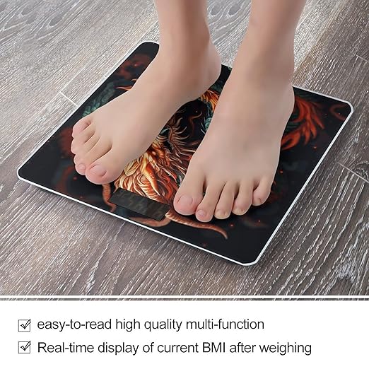 Digital Bathroom Scale for Body Weight Scale with Bright LCD Display High Accuracy Step-On Technology Auto On/Off Chinese Dragon Digital Scales 400 Lbs /180kg
