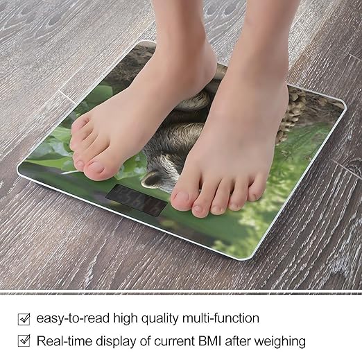 Raccoon Statue Digital Bathroom Scale for Body Weight Weighing Scale with Backlit LCD Display High Precision Measurements &amp Measures Weight Up to 180kg