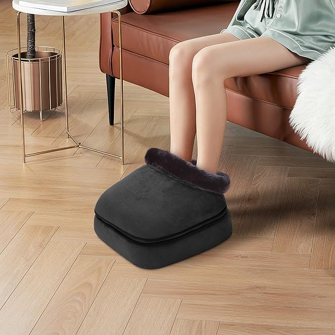 COMFIER Foot Warmer MassagerGifts for WomenMenShiatsu Foot Massager with Heat Electric Heating Pad for Back FeetBack Massager for Pain Relief(Black)