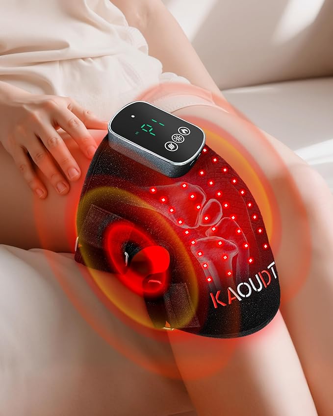 3D Knee Massager with Heat and Red Light Therapy Wireless 5000mAh Heated Knee Brace Massager for Pain Relief 5-Level Intensity &amp 3-Mode Vibration &amp 3 Heat Settings for Joint Pain Relief