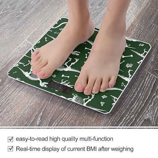 Men's Smart Scale for Body Weight Digital Bathroom Weighing Scale Automatic Switch Energy Saving Scale Grunge Dinosaur Skeleton