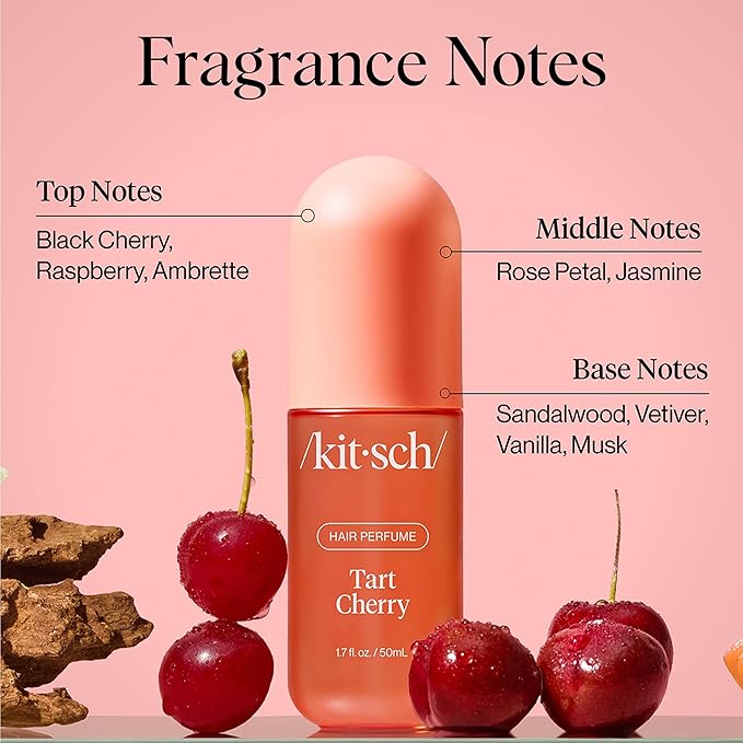 Kitsch Tart Cherry Soap Bar &amp Hair Perfume – 2-Piece Body &amp Hair Care Shower Set