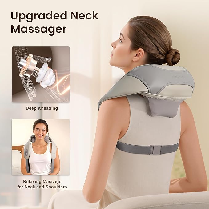Cordless Neck and Shoulder Massager Graphene Heating Upgraded Shiatsu Back Massager Pillow for Neck Shoulder