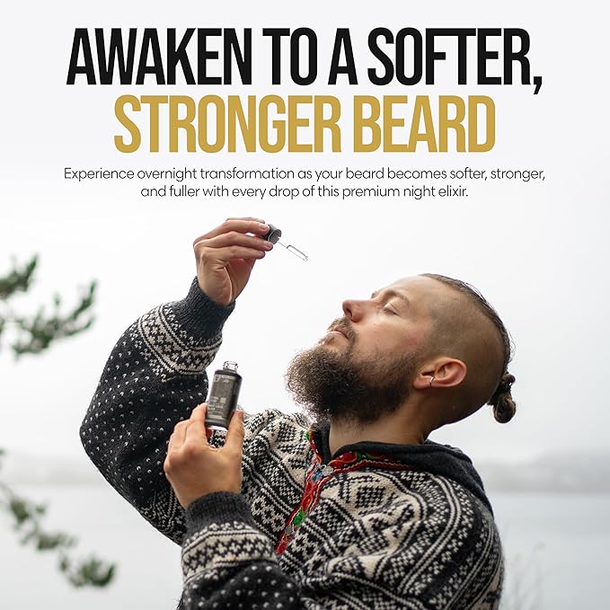 The Beard Struggle Night Liquid Elixir Beard Oil - Silver Collection - Alfheim's Forests - Softens Moisturizing &amp Healthier Beard Growth - Vegan-Friendly Beard Growth Oil (1 Fl oz)