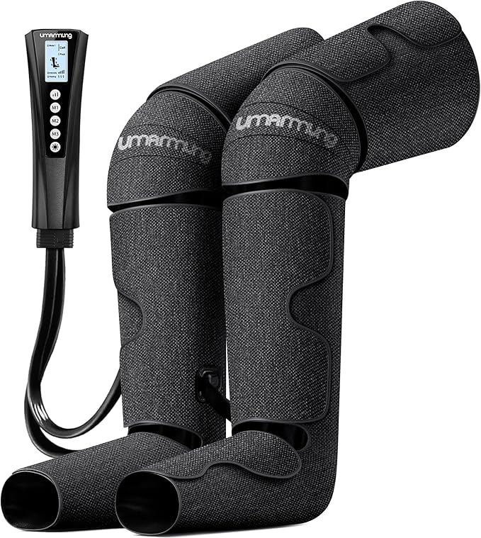 Air Compression Leg Massager with Heat - Ideal Christmas Mother's Day and Father's Day Gifts for Men Women Dad Mom - Relieves Foot and Knee Pain Eases Varicose Veins Cramps Swelling and Edema