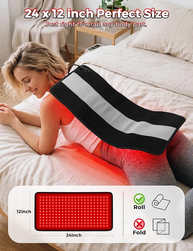 Red Light Therapy Pad for Body 24x12 Near Infrared Light Deep Therapy Wrap for Back Shoulder Waist Pain Relief Red Light Therapy Belt with 242 LEDs (660nm &amp 850nm) 3 Modes/5 Power