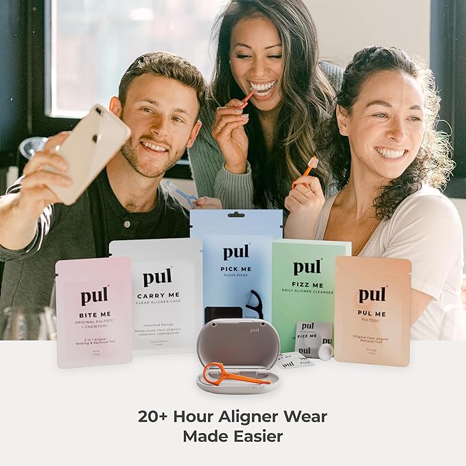 PUL Dental Care Bundle: Pack of 200 Floss Picks + 4-Pack of Clear Aligner Removal Tool – Mint Teeth Flossers for Deep Cleaning Tool for Invisalign &amp All Clear Aligners &amp Retainers