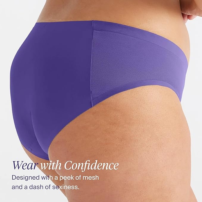 KNIX Women Leakproof Period Underwear No-Show Mesh Bikini – Light Flow Protection Absorbs 1–3 Regular Tampons