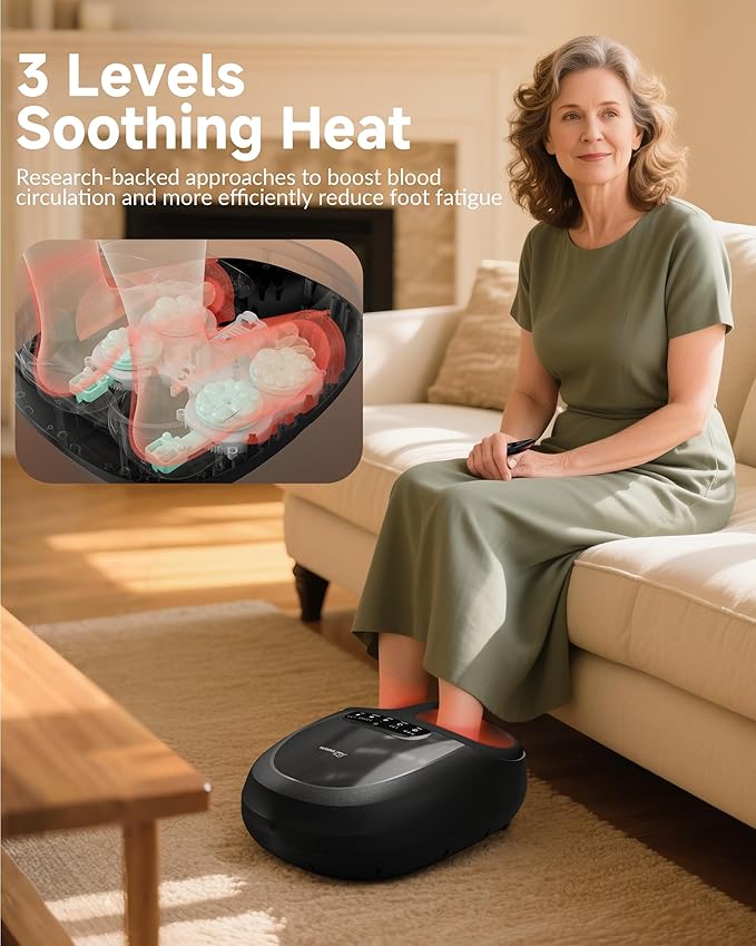 Snailax Shiatsu Foot Massager Plantar Fasciitis NeuropathyFeet Massage Machine with HeatKneadingRollingScratchRemote ControlFeet Warmer/Heater