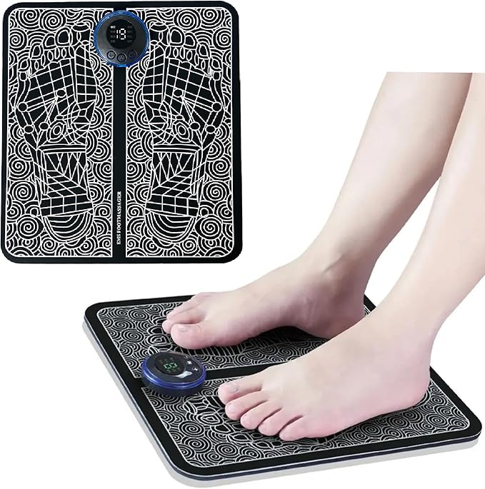 EMS Foot Massager MatFoot Stimulator Massager Pad–Improved Circulation and Pain Plantar Fasciitis Relief Muscle Relaxation Foldable Legs &amp Feet Massager