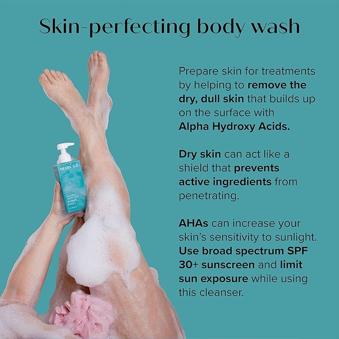 Medix 5.5 Hyaluronic Acid Hydrating Body Treatment Cream + Glycolic Acid Exfoliating Body Wash Set