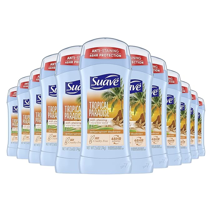 Suave Tropical Paradise Invisible Solid Anti-Perspirant Deodorant 2.6 oz (Pack of 12)