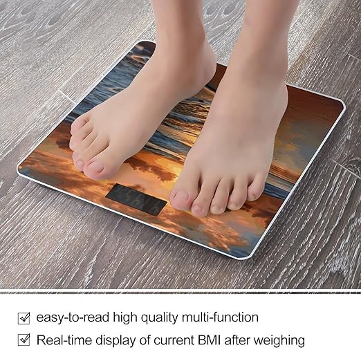 Evening Beach Sea Water Bathroom ScaleHighly Accurate Digital Weighing Machine for People Bright LED Display Weight Scale for The Aldult Home Use