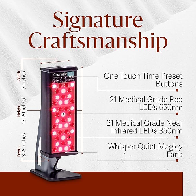 Clearlight RED Light Therapy Personal Tower - Red &amp Near-Infrared 650nm &amp 850nm Wavelengths - Pain Relief Skin Rejuvenation Muscle Recovery &amp Skin Vitality - Saunas Infrared Light Therap