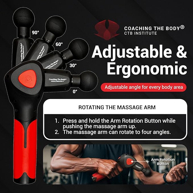 Muscle Liberator 3 – Quiet Portable Massage Gun with 4-Position Rotating Head 16 Selectable Speeds &amp CTB Silicone Trigger Point Head – Rechargeable 4-25 Hours Battery Life 2.5lb