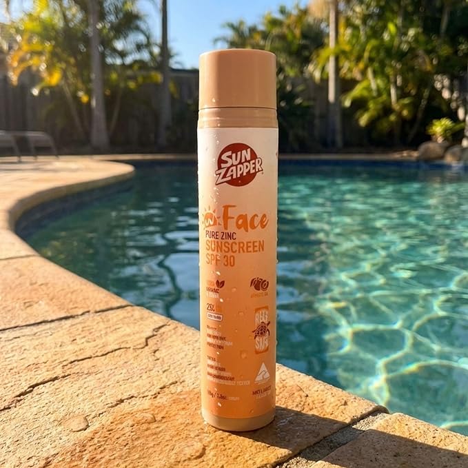 Sun Zapper Face Pure Zinc Sunscreen SPF 30 Tinted – Organic Mineral Sunscreen 25% Non-Nano Zinc Oxide Lightweight Invisible Finish Reef Safe Vegan 100g (3.5 oz) Pump Australian Made