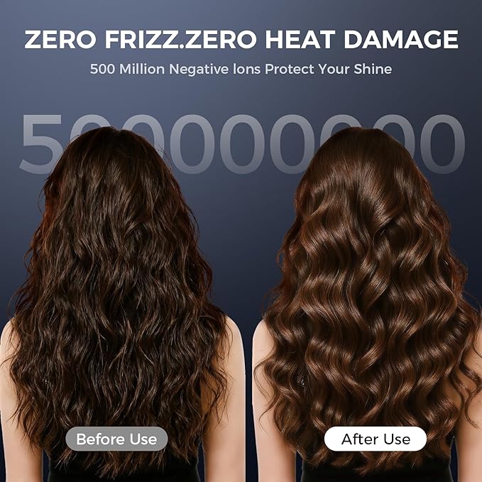 Infrared Hair Dryer with Magnetic Nozzle - 160000 RPM Quiet lonic Blow Dryer for Women with Frizz Control &amp No Heat Damage Red Light Negative Ions Fast Drying for All Hair Types